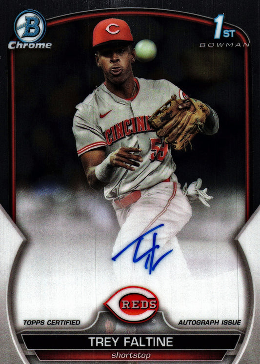 2023 Topps Bowman Chrome Prospect Autographs Trey Faltine AU #CPA-TF Cincinnati Reds