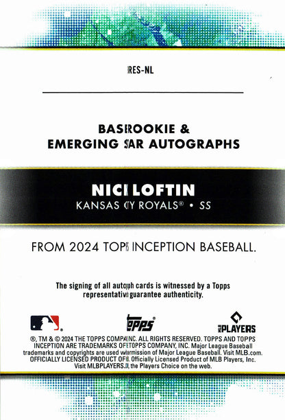 2024 Topps Inception autograph Nick Loftin /299 #BRES-NL Kansas City Royals