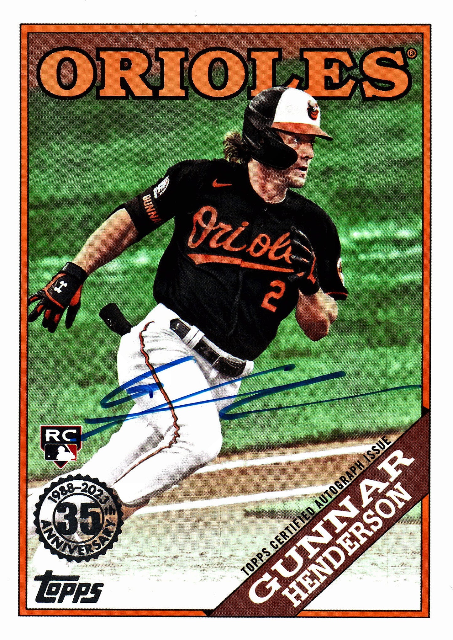2023 Topps Update 1988 35th Anniversary auto Gunnar Henderson #88BAU-GH Baltimore Orioles