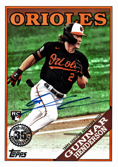 2023 Topps Update 1988 35th Anniversary auto Gunnar Henderson #88BAU-GH Baltimore Orioles