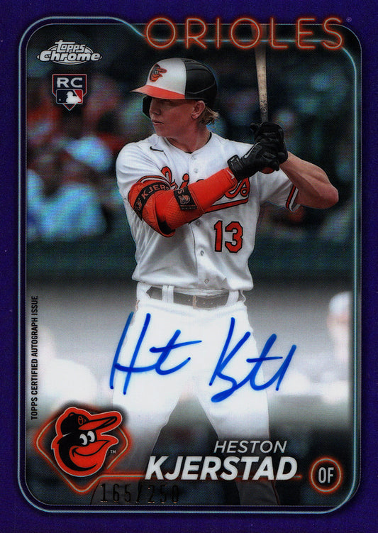 2024 Topps Chrome Rookie Autographs Purple Refractor Heston Kjerstad /250 #RA-HK Baltimore Orioles