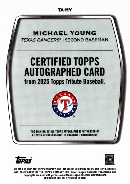 2025 Topps Tribute Autograph Michael Young /150 #TA-MY Texas Rangers