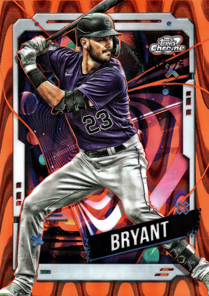 2024 Topps Chrome Cosmic Orange Galactic /25 Refractor Kris Bryant #74 Colorado Rockies