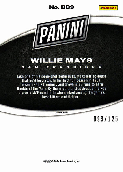 2024 Panini Red Willie Mays /125 #BB9 San Francisco Giants