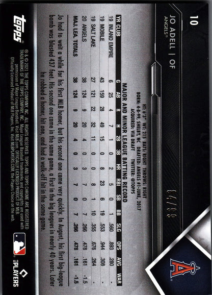 2021 Topps Chrome Black Green Atomic Jo Adell /99 #10 Los Angeles Angels