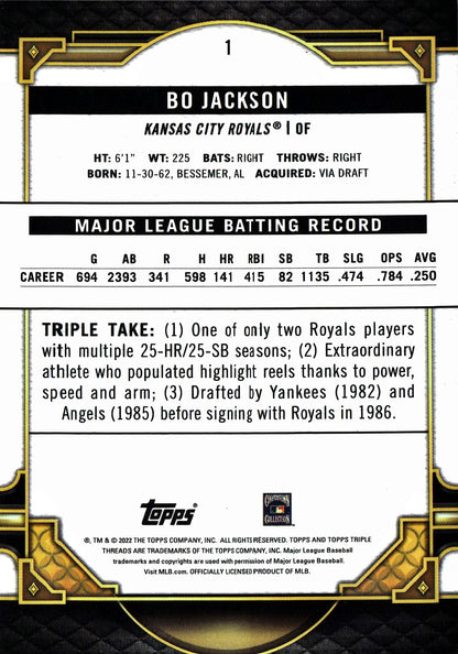 2022 Topps Threads Purple Bo Jackson /299 #1 Kansas City Royals