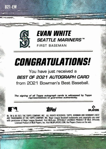 2021 Bowman's Best Best of 2021 Autographs Evan White AU #B21-EW Seattle Mariners