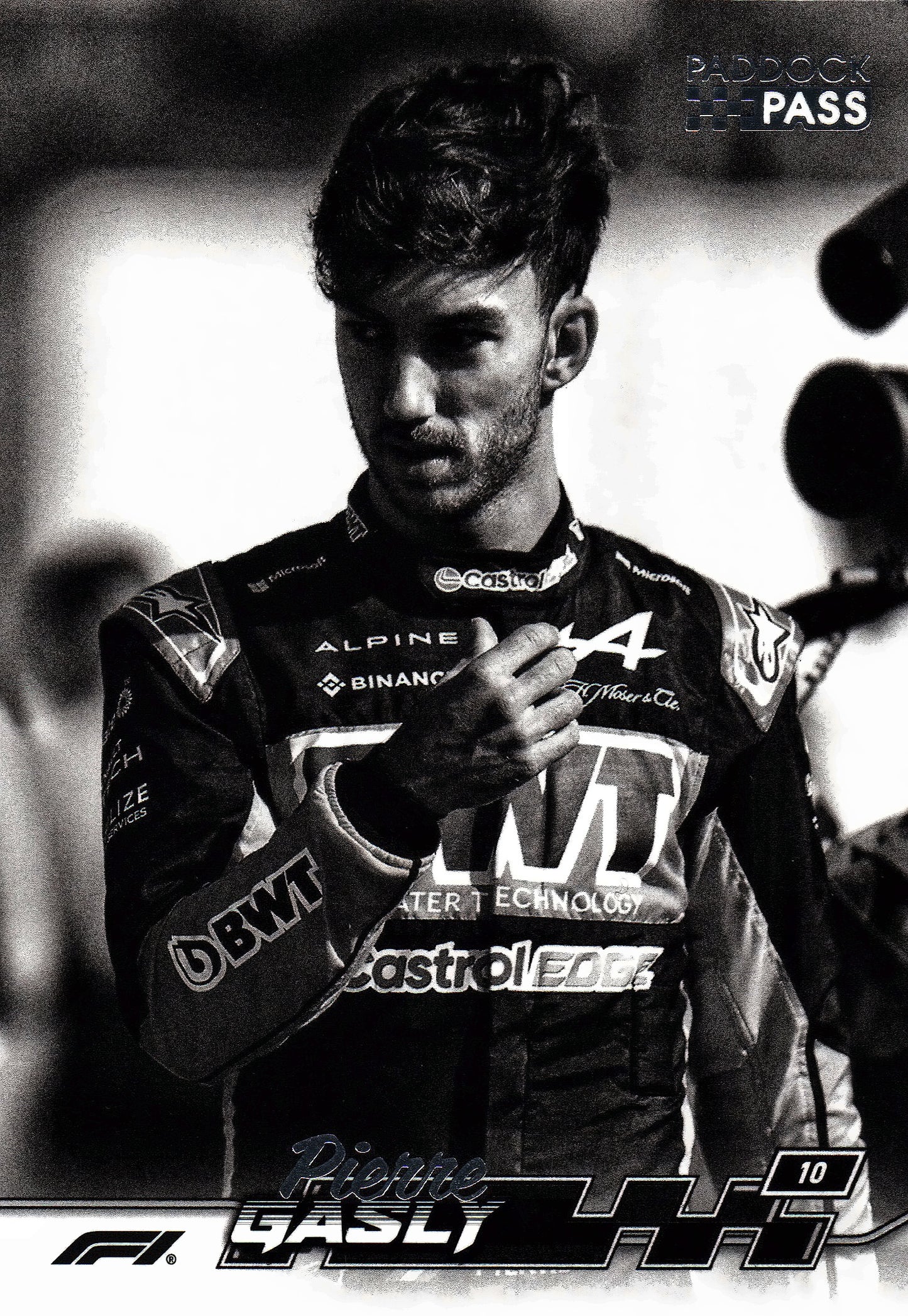2024 Topps Paddock Pass Formula 1 Black and White Foil Pierre Gasly VAR #10A Alpine