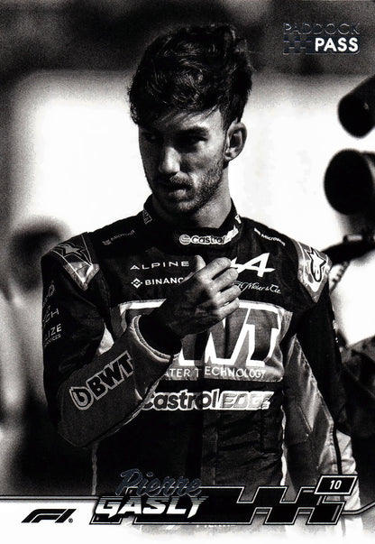 2024 Topps Paddock Pass Formula 1 Black and White Foil Pierre Gasly VAR #10A Alpine