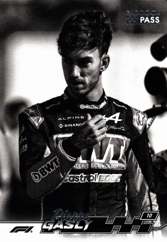 2024 Topps Paddock Pass Formula 1 Black and White Foil Pierre Gasly VAR #10A Alpine