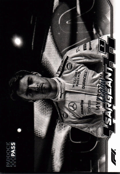 2024 Topps Paddock Pass Formula 1 Black and White Foil Logan Sargeant #70 Williams