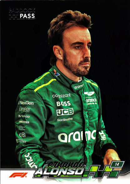 2024 Topps Paddock Pass Formula 1 Black Foil Fernando Alonso VAR #11B Aston Martin