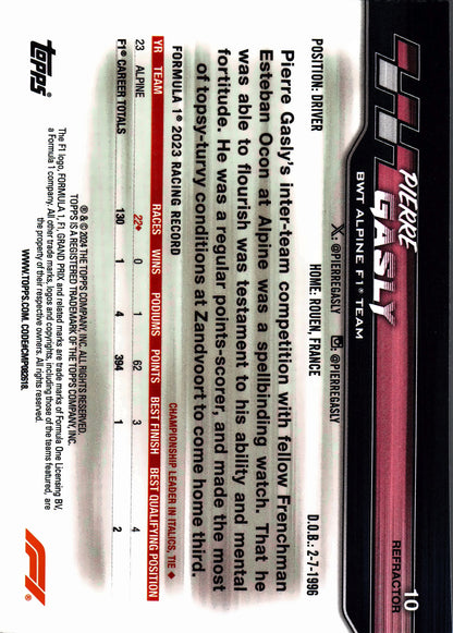 2024 Topps Paddock Pass Formula 1 Chrome Refractor Pierre Gasly VAR #10a Alpine