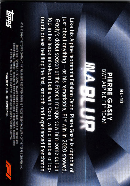 2024 Topps Paddock Pass Formula 1 In A Blur Pierre Gasly #BL-10 Alpine F1