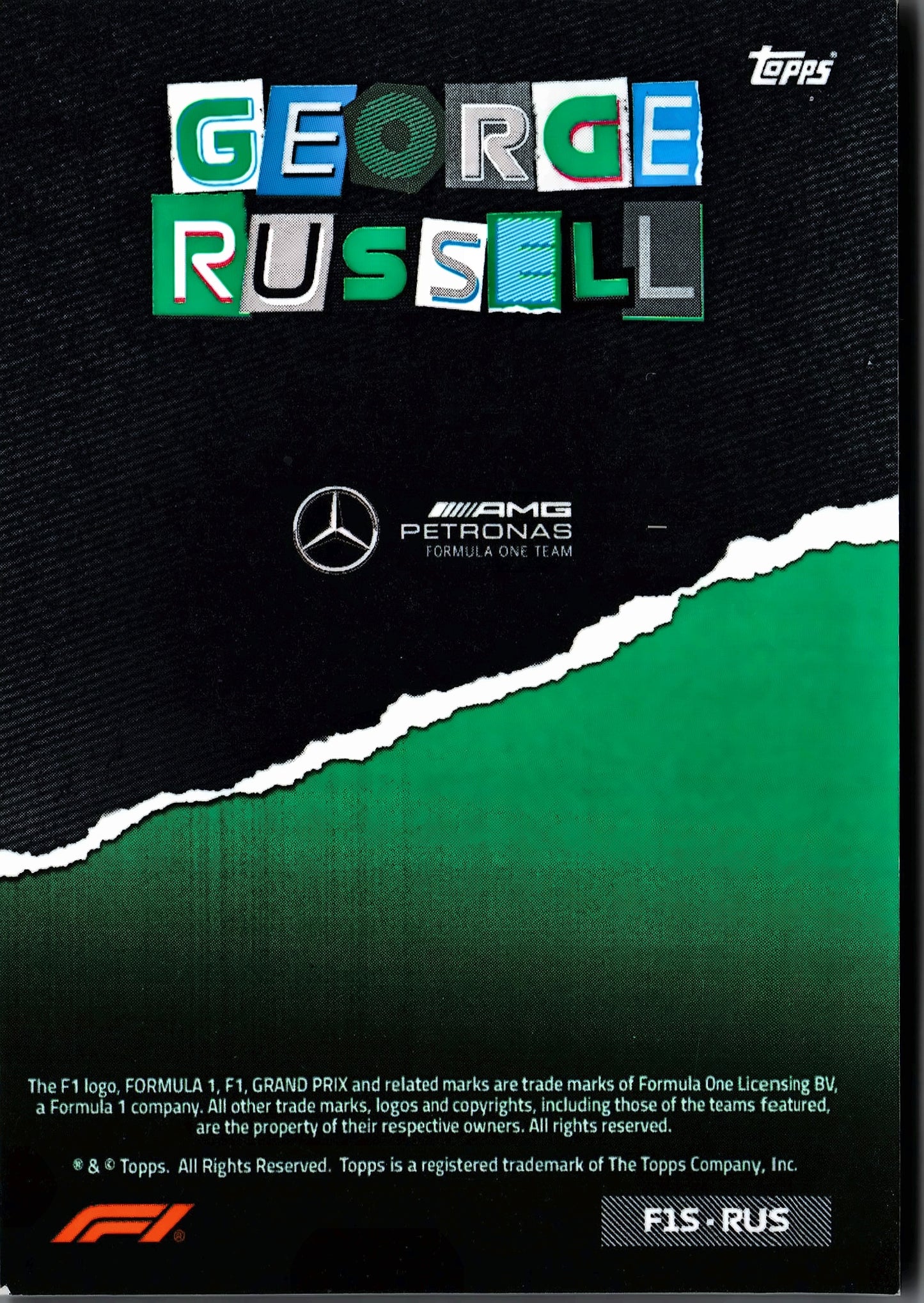 2023 Topps Formula 1 Album Exclusive George Russell #F1S-RUS Mercedes-AMG
