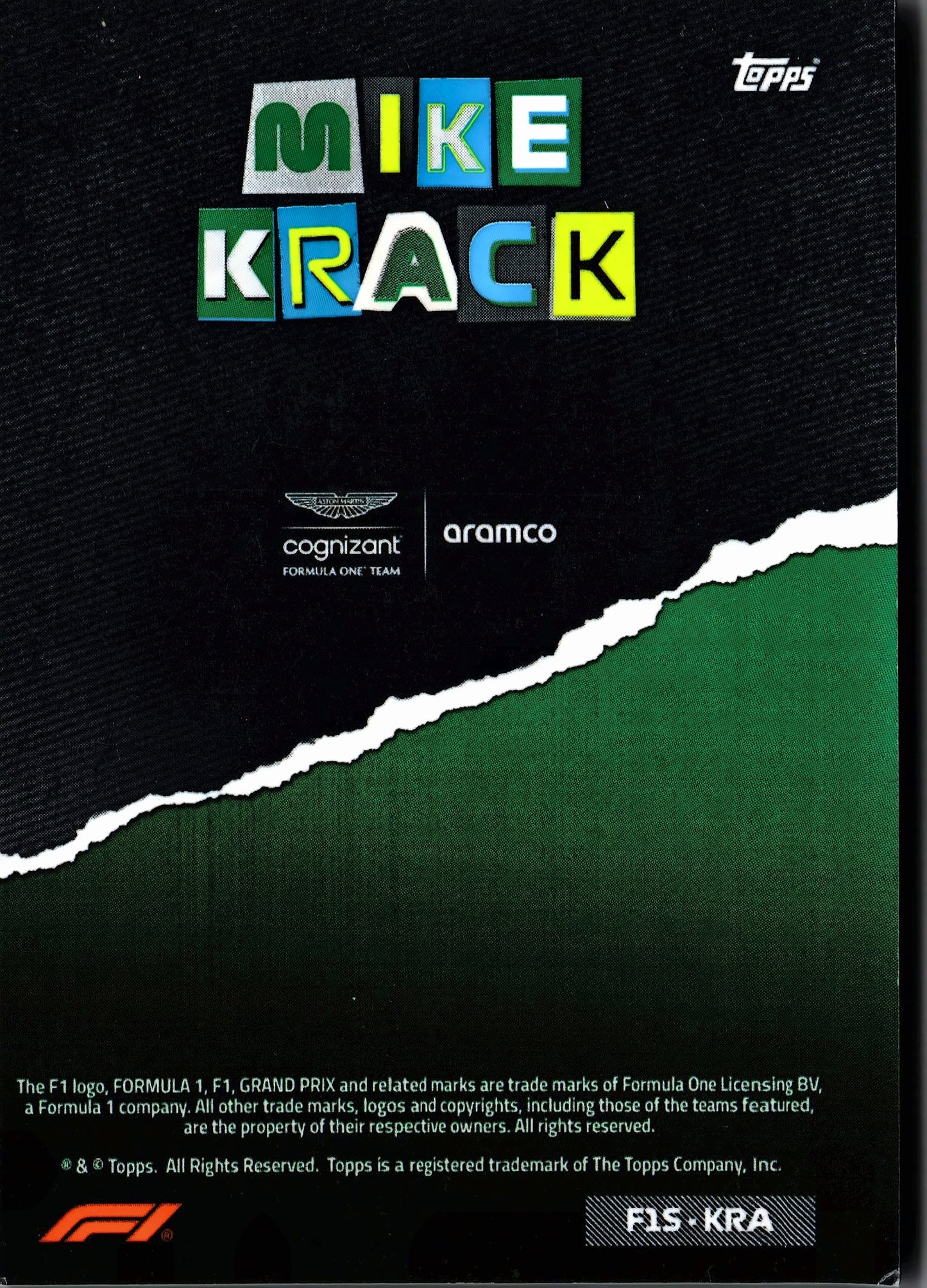 2023 Topps Formula 1 Album Exclusive Mike Krack #F1S-KRA Aston Martin