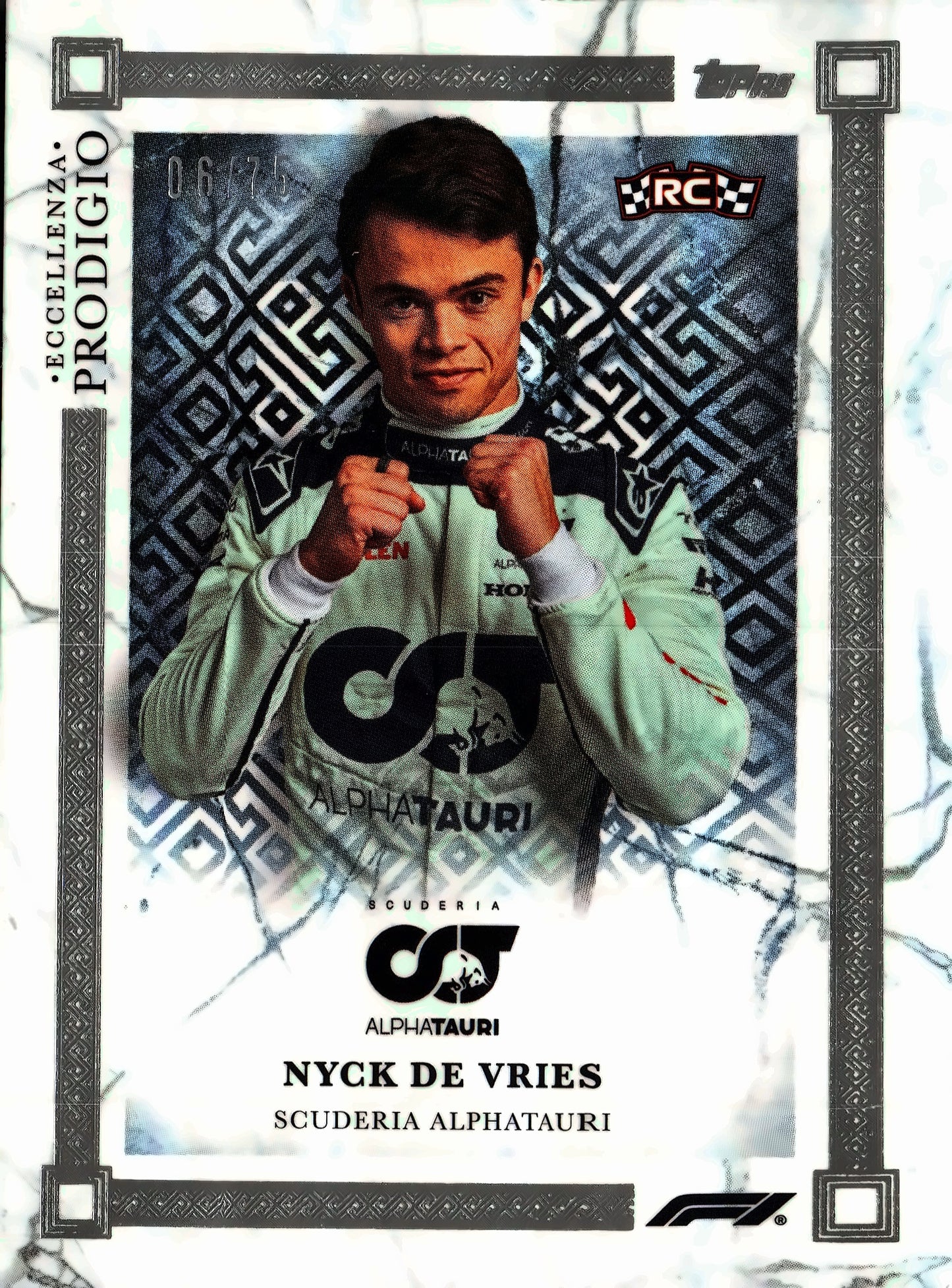 2023 Topps Eccellenza Formula 1 Prodigio Blue /75 Nyck de Vries RC AlphaTauri