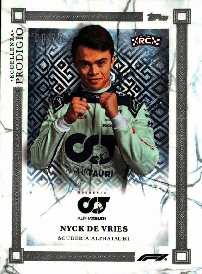 2023 Topps Eccellenza Formula 1 Prodigio Blue /75 Nyck de Vries RC AlphaTauri