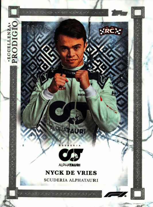 2023 Topps Eccellenza Formula 1 Prodigio Blue /75 Nyck de Vries RC AlphaTauri