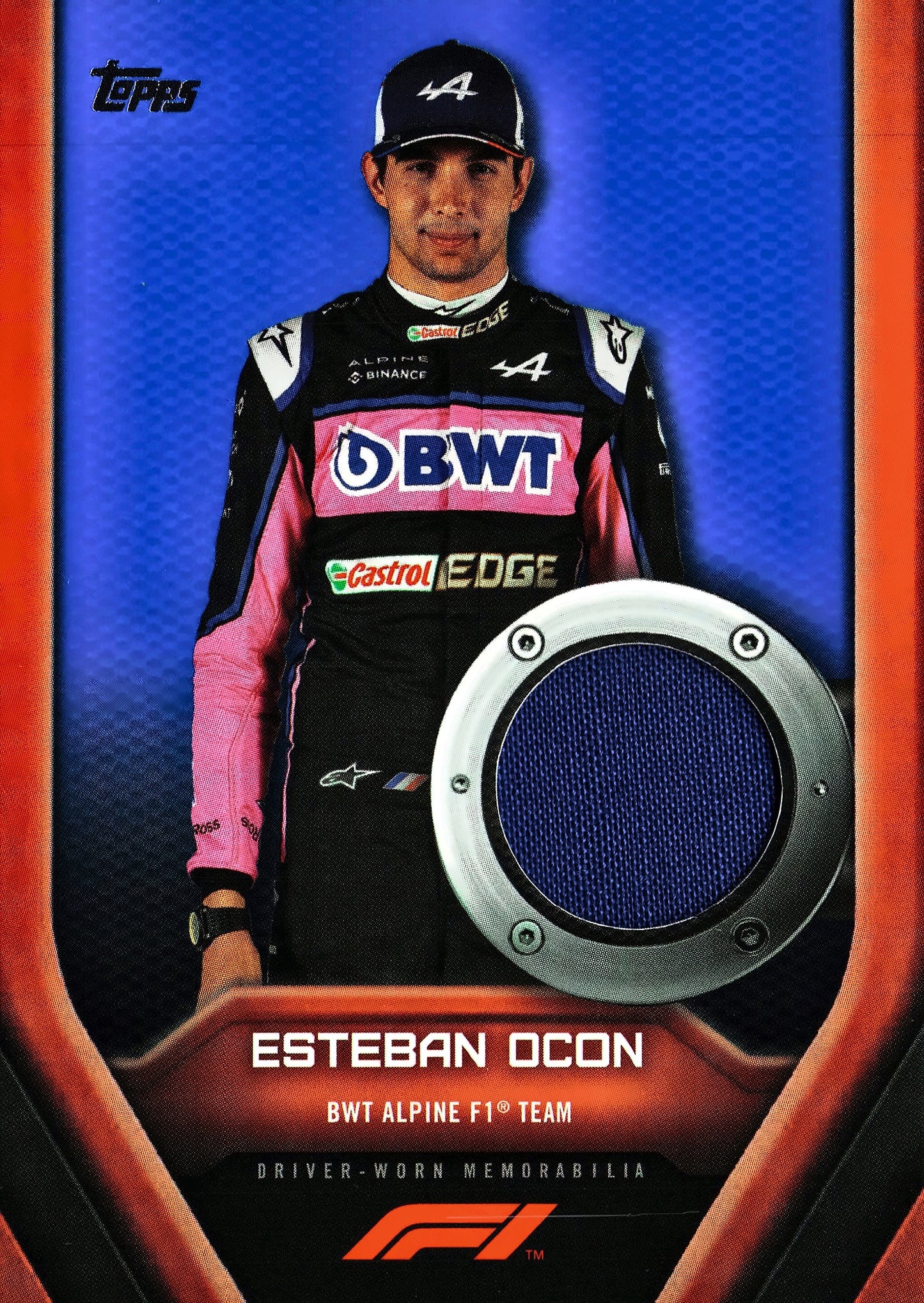 2022 Topps Formula 1 Relic Blue /99 Esteban Ocon #F1RL-EO Alpine