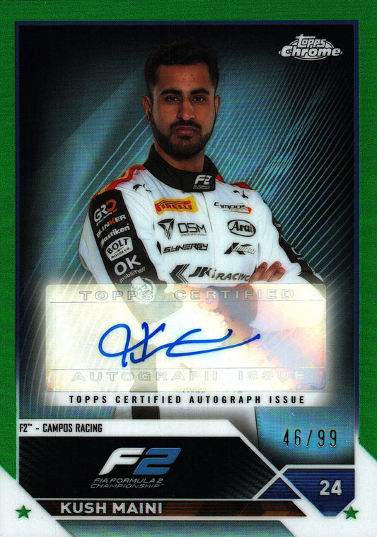 2023 Topps Chrome Formula 1 Green /99 Autograph Kush Maini #CAC-KMI Campos