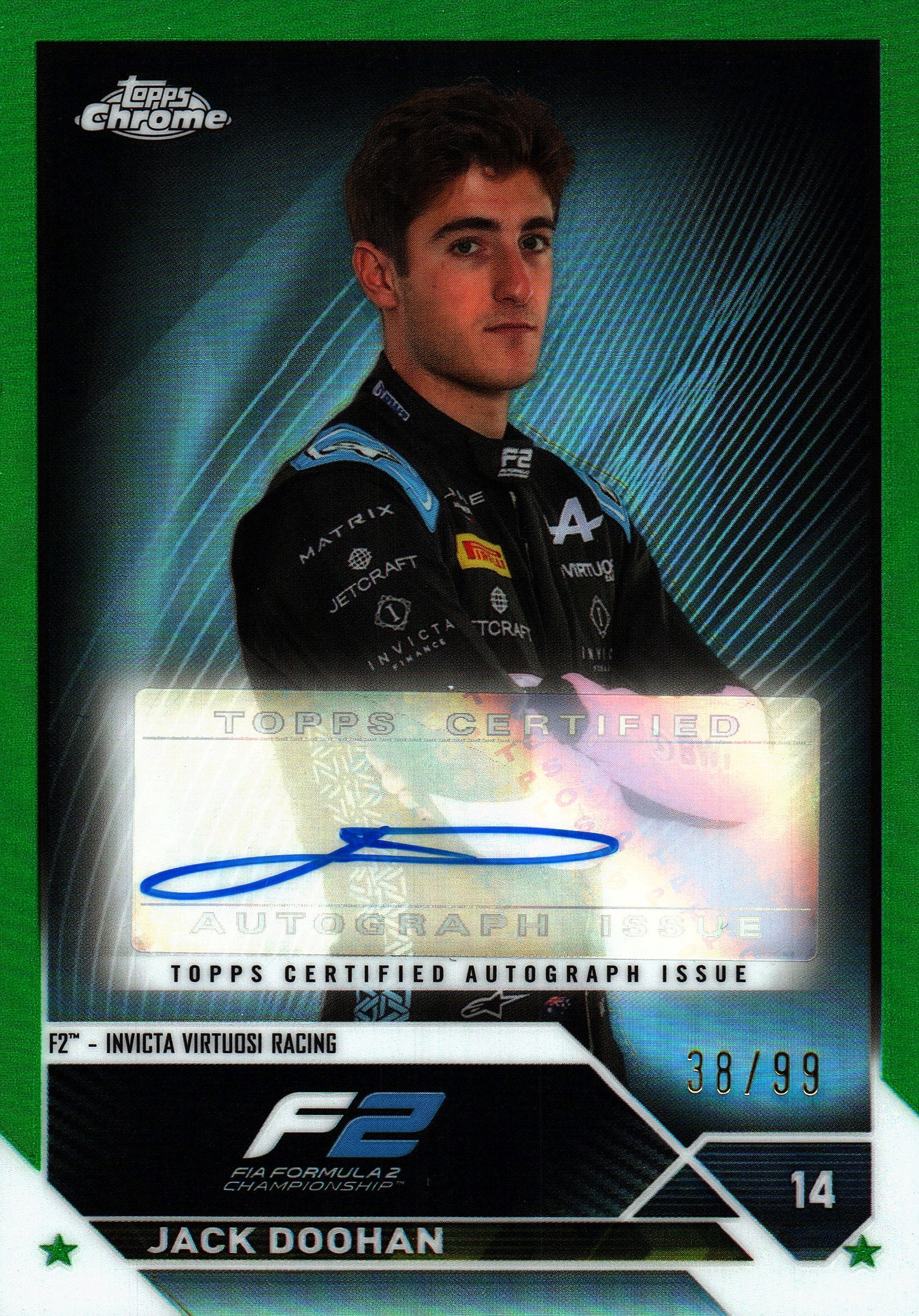 2023 Topps Chrome Formula 1 Green /99 Autograph Jack Doohan #CAC-JD Invicta