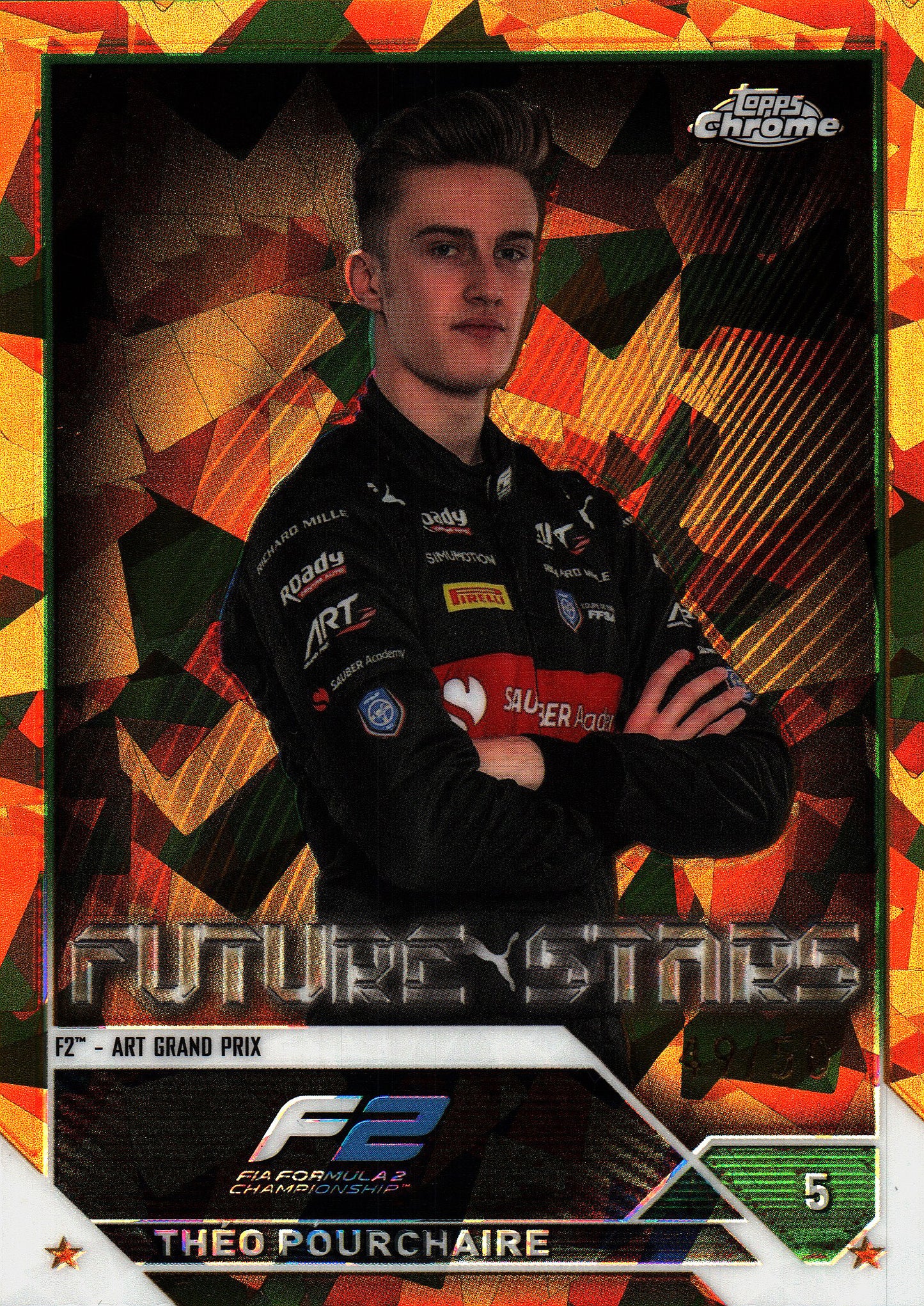 2023 Topps Chrome Sapphire Gold /50 Théo Pourchaire #78 ART Grand Prix