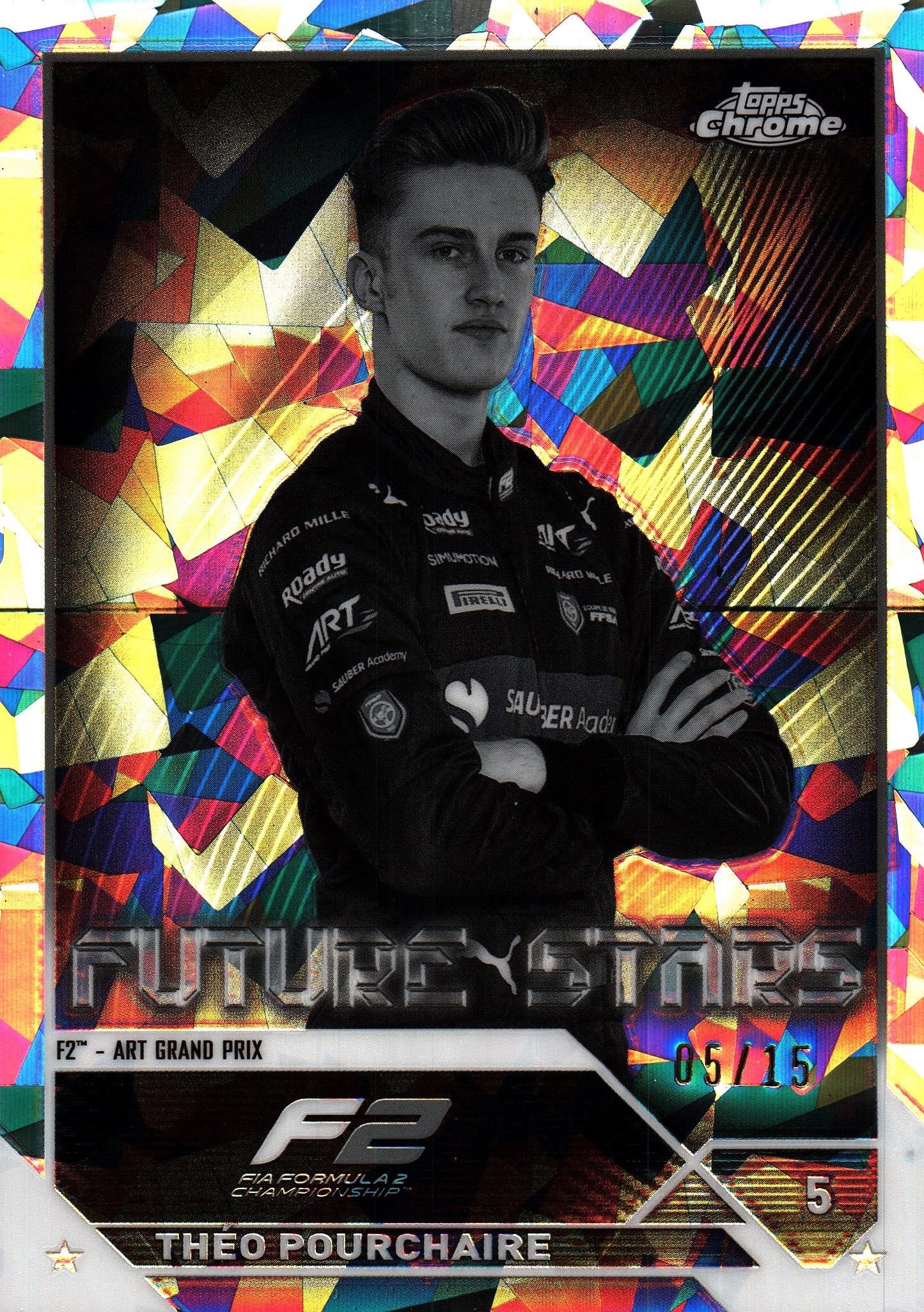2023 Topps Chrome Sapphire Black And White /15 Théo Pourchaire #78 ART Grand Prix
