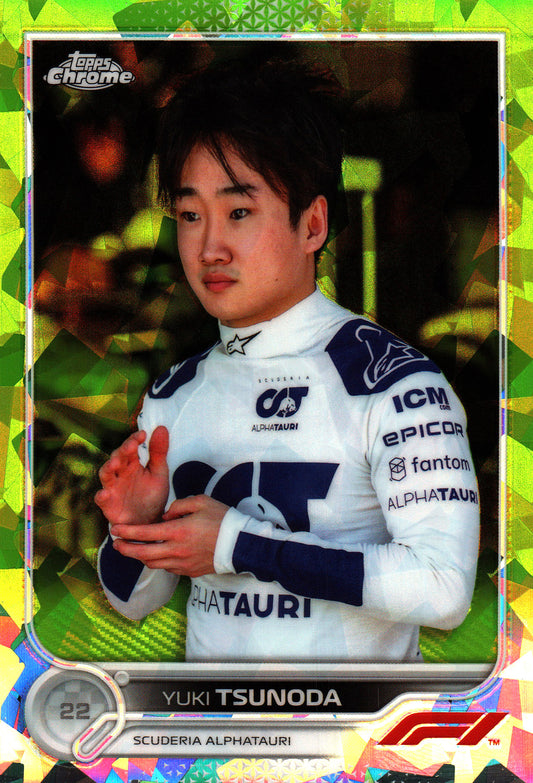 2022 Topps Chrome Sapphire Chartreuse /199 Yuki Tsunoda #62 AlphaTauri