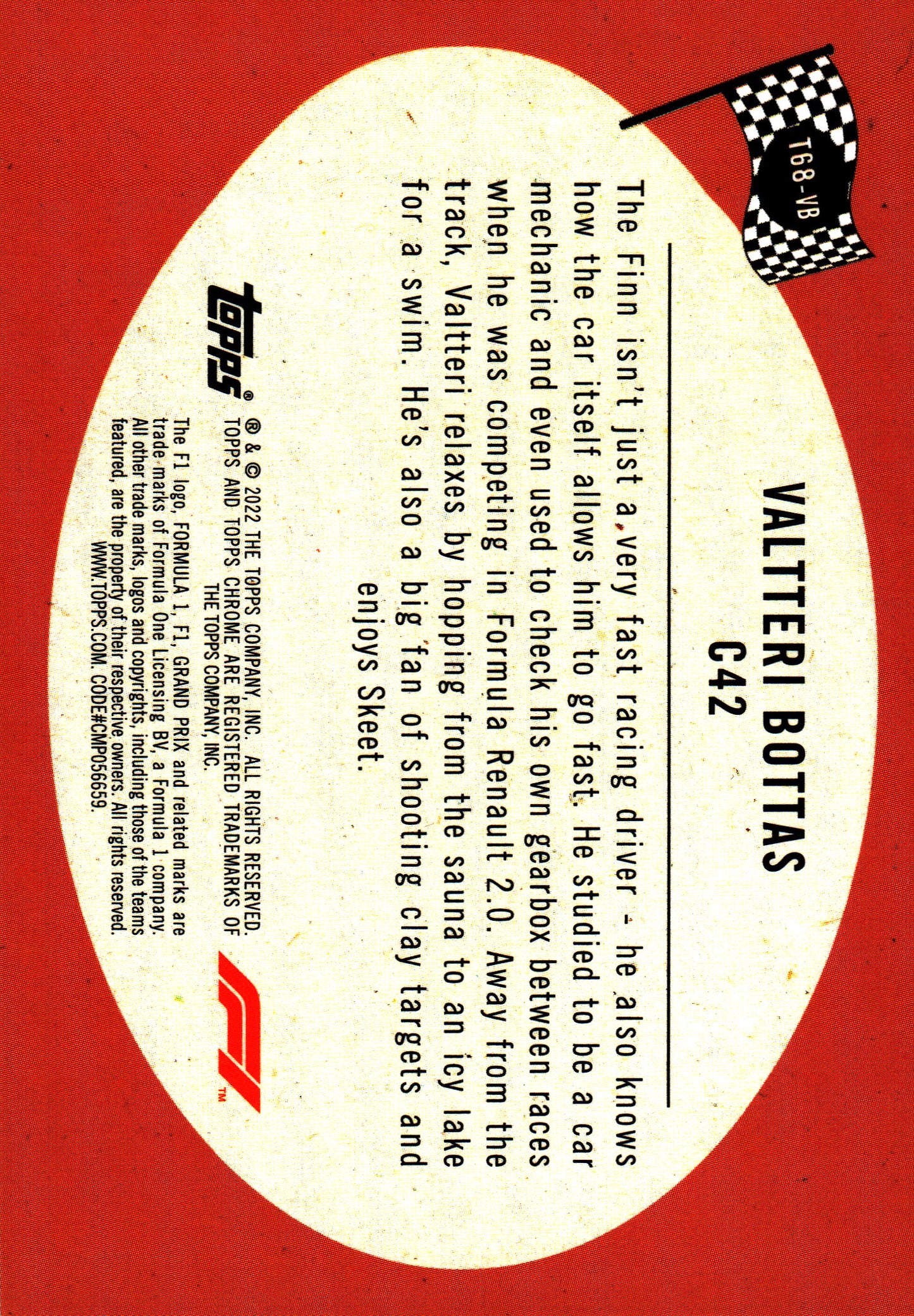 2022 Topps Chrome Formula 1 1968 Topps Hot Rods Valtteri Bottas #T68-VB Alfa Romeo