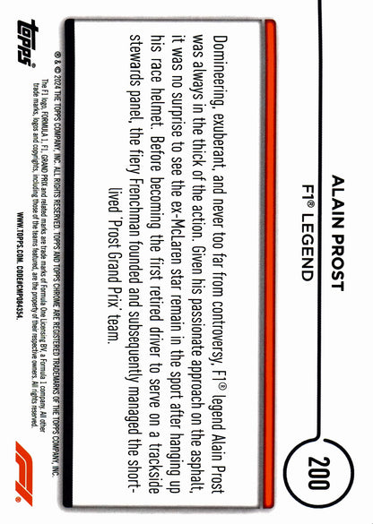 2024 Topps Chrome Sapphire Formula 1 Gold /50 Alain Prost #200 McLaren