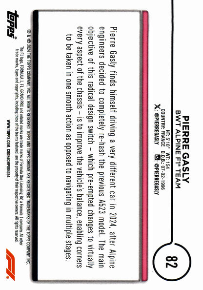 2024 Topps Chrome Sapphire Formula 1 Aqua /99 Pierre Gasly #82 Alpine