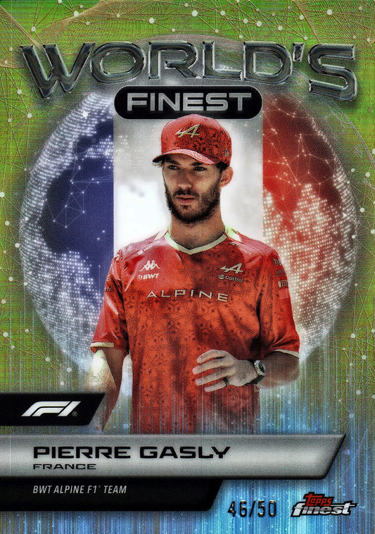 2024 Topps Finest Formula 1 World's Finest Gold /50 Pierre Gasly #WF-10 Alpine