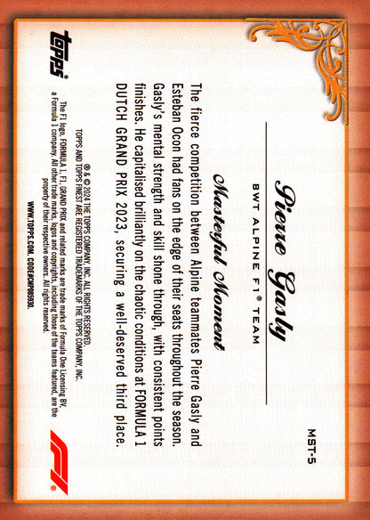 2024 Topps Finest Formula 1 Checkerboard Finest Masters Pierre Gasly #MST-5 Alpine