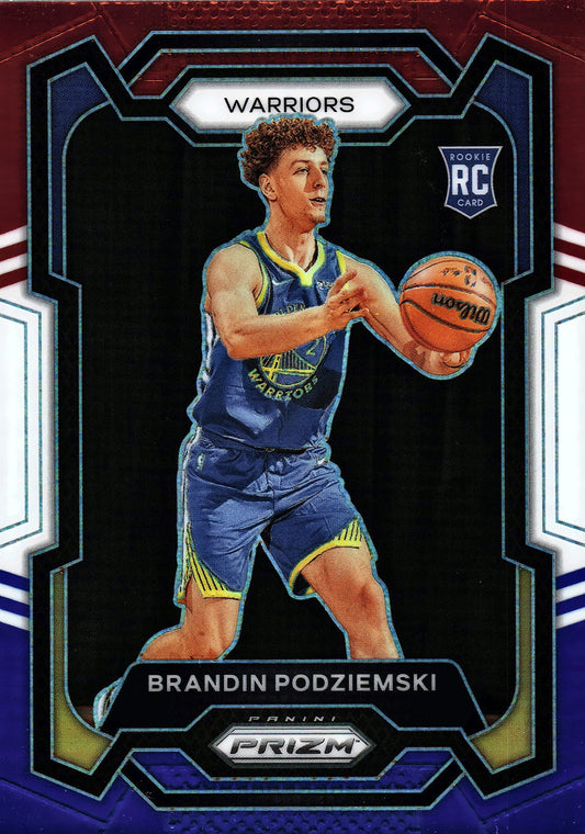 2023 Panini Prizm NBA Blue White Red Brandin Podziemski RC #147 Golden State Warriors