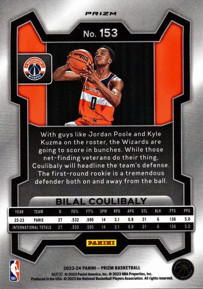 2023 Panini Prizm NBA Silver Bilal Coulibaly RC #153 Washington Wizards