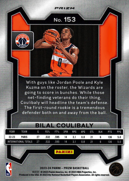 2023 Panini Prizm NBA Red Cracked Ice Bilal Coulibaly RC #153 Washington Wizards