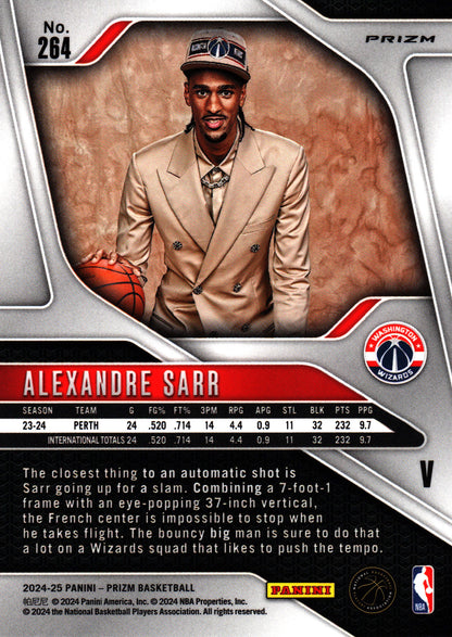 2024 Panini Prizm NBA Image Variation No Huddle Alexandre Sarr RC #264 Washington Wizards