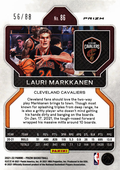 2021 Panini Prizm NBA Red Scope /88 Lauri Markkanen #86 Cleveland Cavaliers