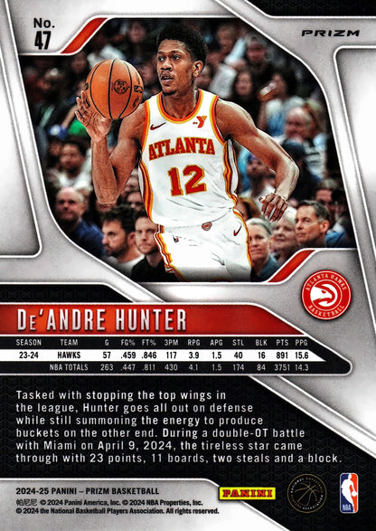 2024 Panini Prizm Silver De'Andre Hunter #47 Atlanta Hawks