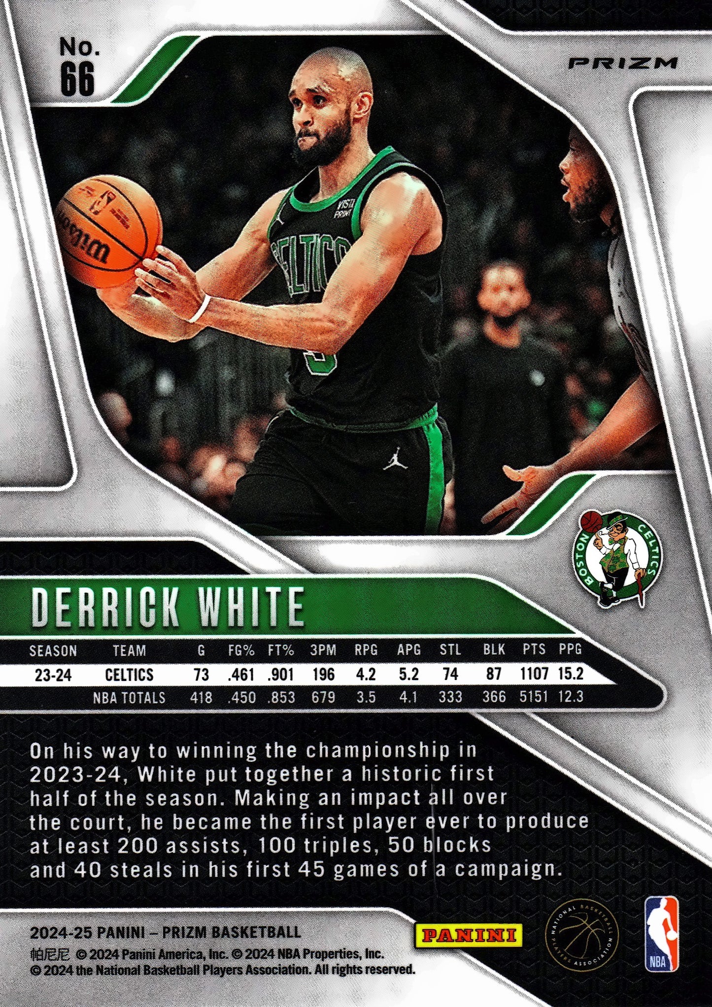 2024 Panini Prizm Silver Derrick White #66 Boston Celtics