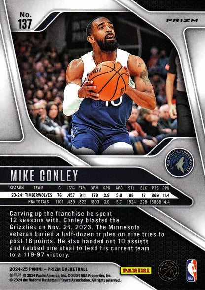 2024 Panini Prizm Silver Mike Conley #137 Minnesota Timberwolves