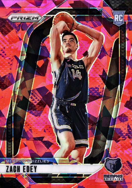 2024 Panini Prizm Pink Ice Cracked Zach Edey RC #249 Memphis Grizzlies
