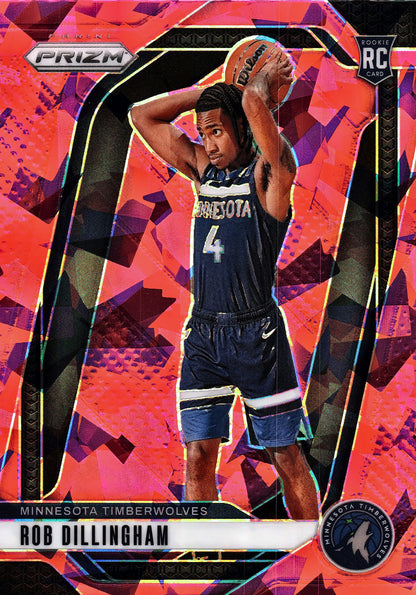 2024 Panini Prizm Pink Ice Cracked Rob Dillingham RC #250 Minnesota Timberwolves