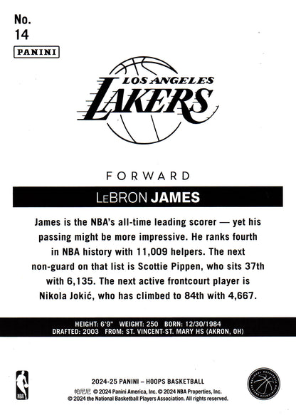 2024 Panini NBA Hoops Throwback SP LeBron James #14 Los Angeles Lakers