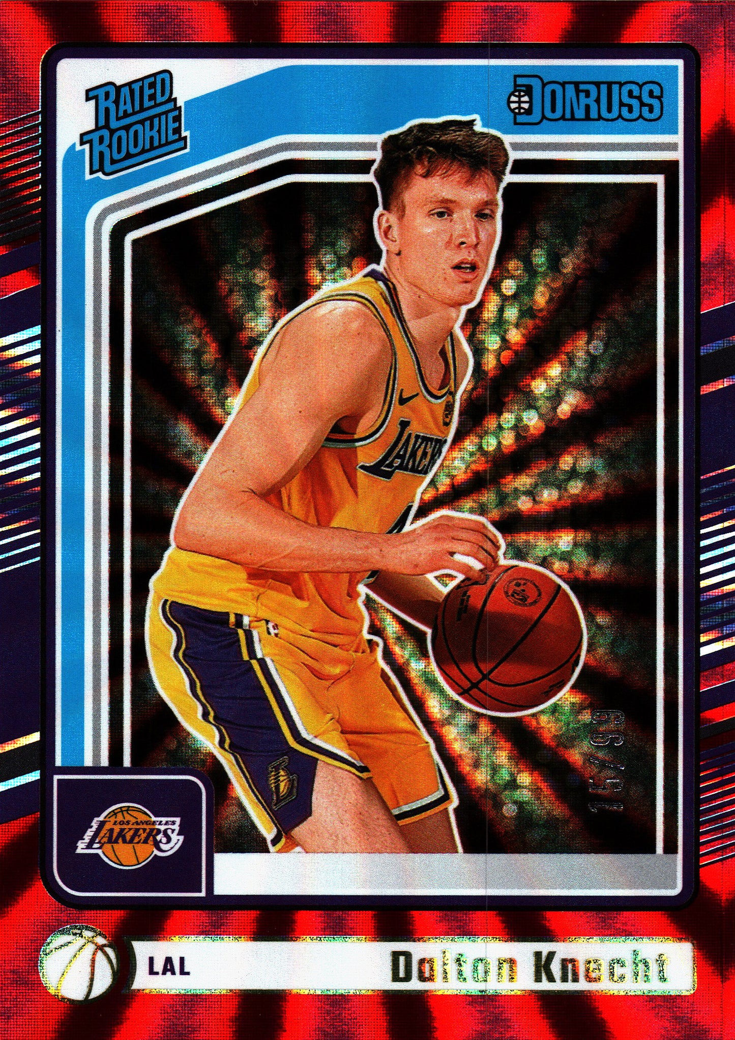 2024 Panini Donruss Red Lazer /99 Dalton Knecht #227 Los Angeles Lakers