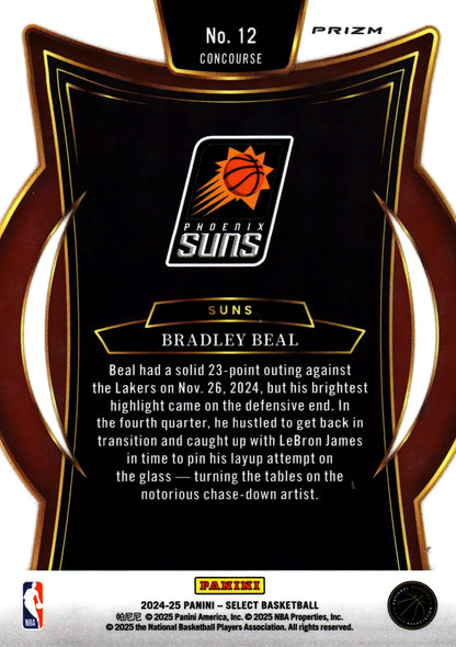 2024 Panini Select NBA Blue Prizm Concourse Bradley Beal #12 Phoenix Suns