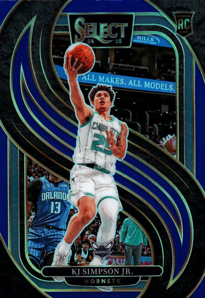 2024 Panini Select NBA Blue Prizm Premier KJ Simpson Jr. RC #193 Charlotte Hornets