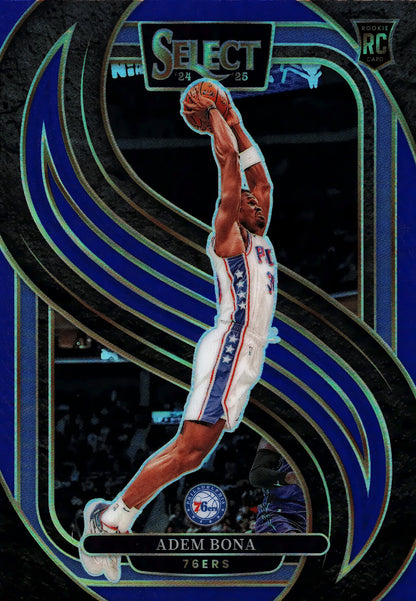 2024 Panini Select NBA Blue Prizm Premier Adem Bona RC #196 Philadelphia 76ers