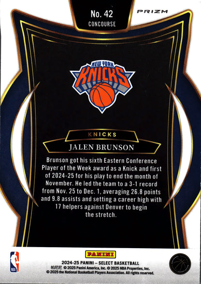 2024 Panini Select NBA Blue Prizm Concourse Jalen Brunson #42 New York Knicks